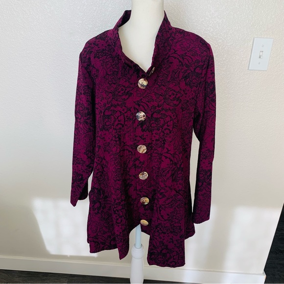 Habitat Tops - Habitat purple and black floral button up size xs